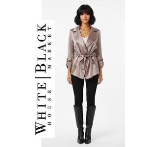 WHITE HOUSE BLACK MARKET - Gorgeous taupe belted satin blazer